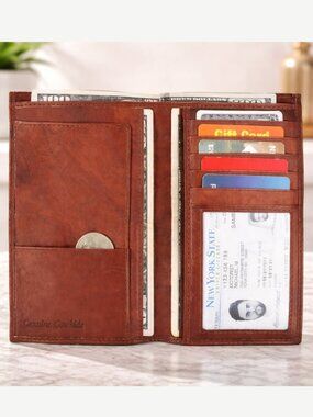 Genuine Leather Bifold Checkbook Cover